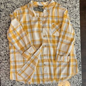 Natural Reflections Yellow and White Plaid Button Down Shirt